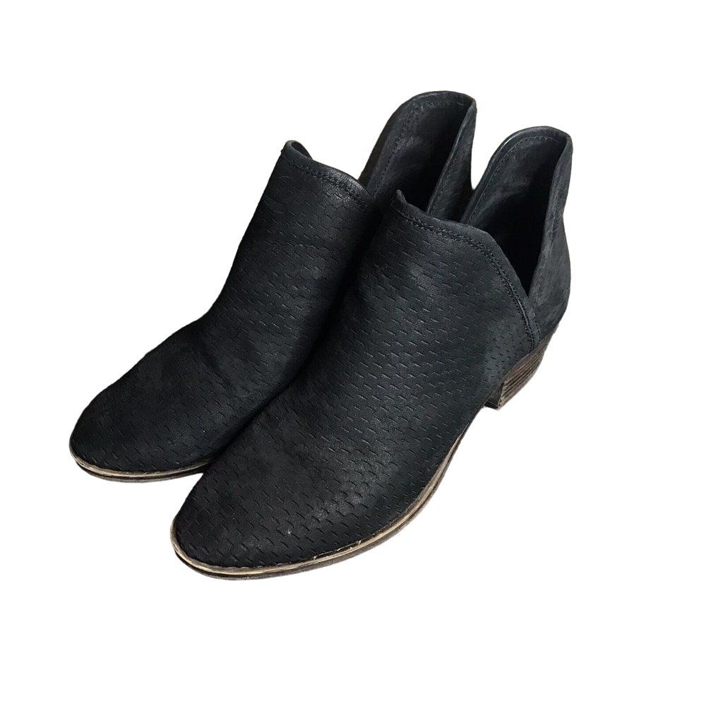 Lucky Brand LK-BALEY Black Suede Womens Booties SZ 8.5M Perforated